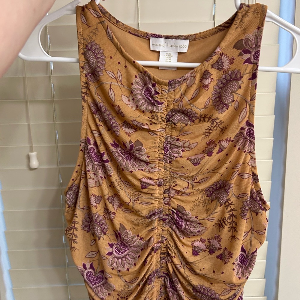 House of Harlow 1960 Purple and Tan Floral Top & Skirt